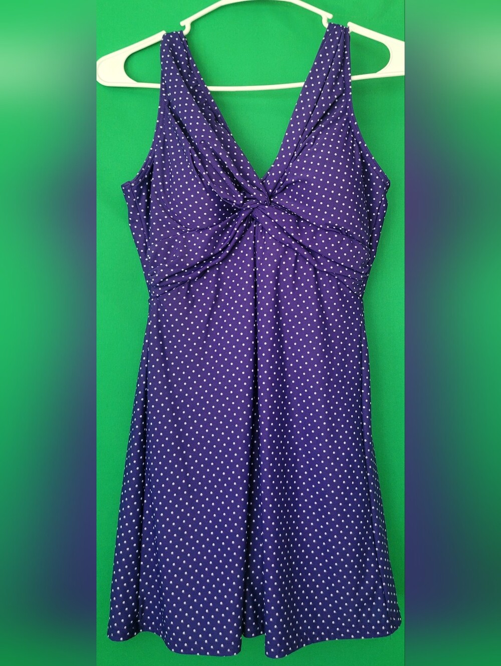 Miraclesuit Purple Blue Swimwear Shapewear Top Bathing Suit Dress Sz 6 Polka Dot